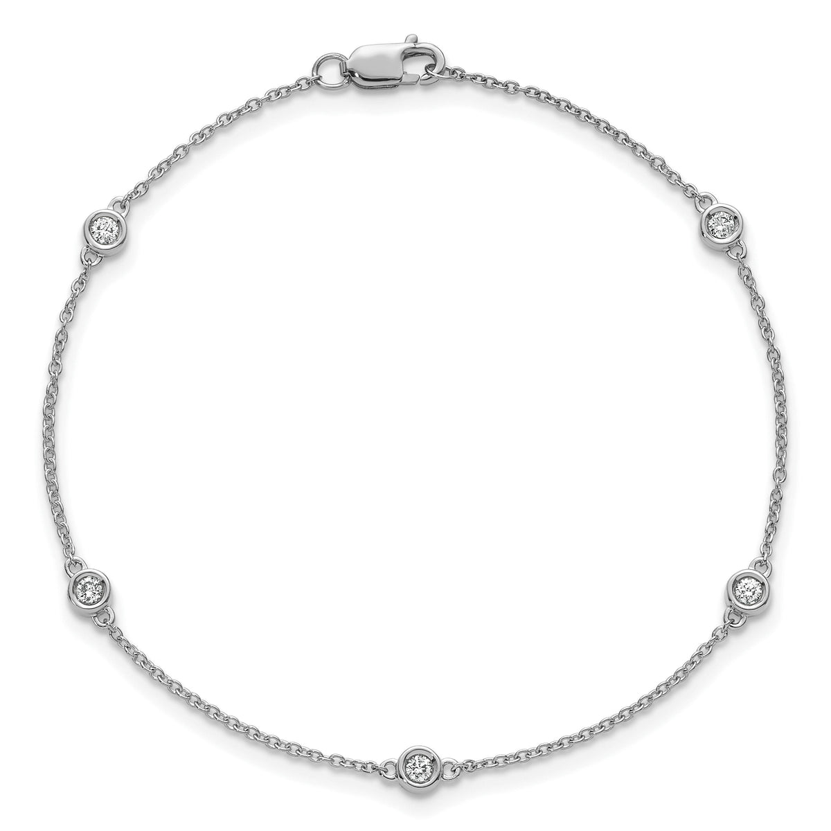 14k White Gold Diamond Station Cable Bracelet-PM1013-017-WA-7