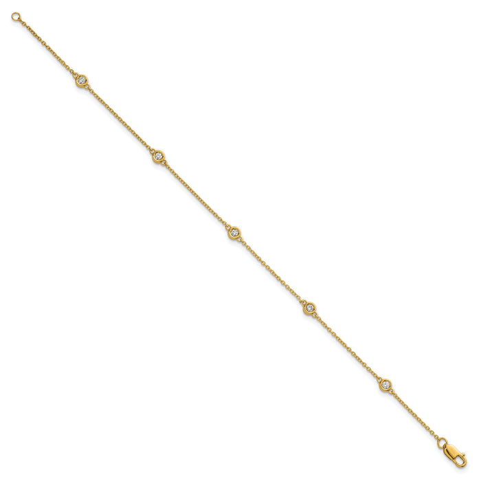 14k Diamond Station Cable Bracelet-PM1013-017-YA-7