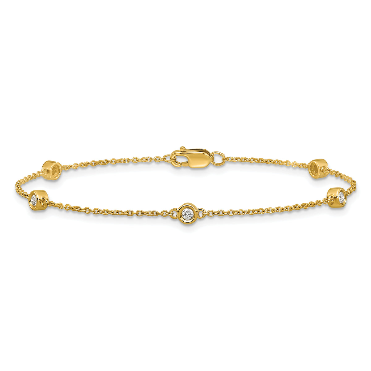 14k Diamond Station Cable Bracelet-PM1013-017-YA-7