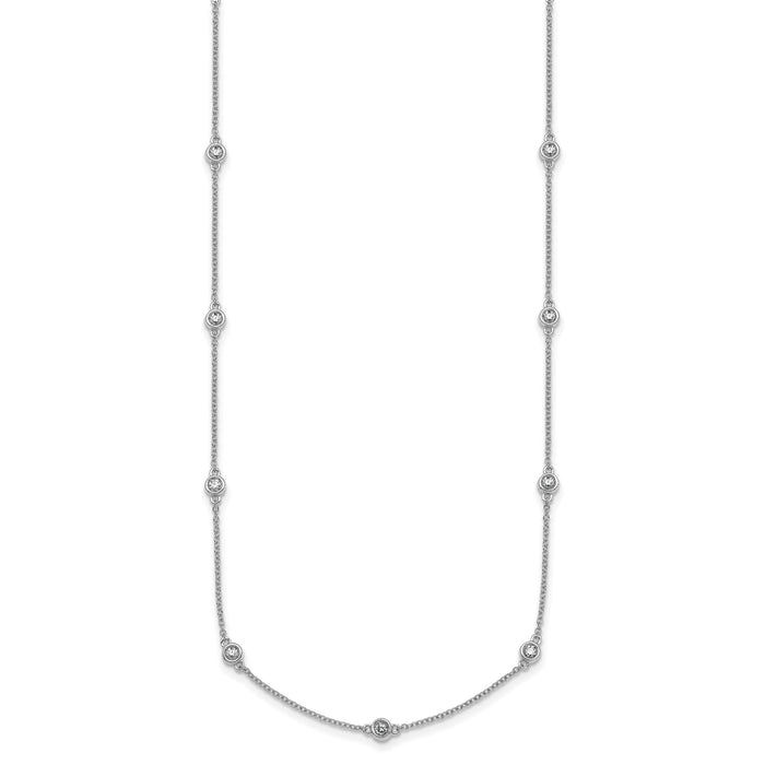 14k White Gold Diamond Station Cable Necklace-PM1013-060-WA-20