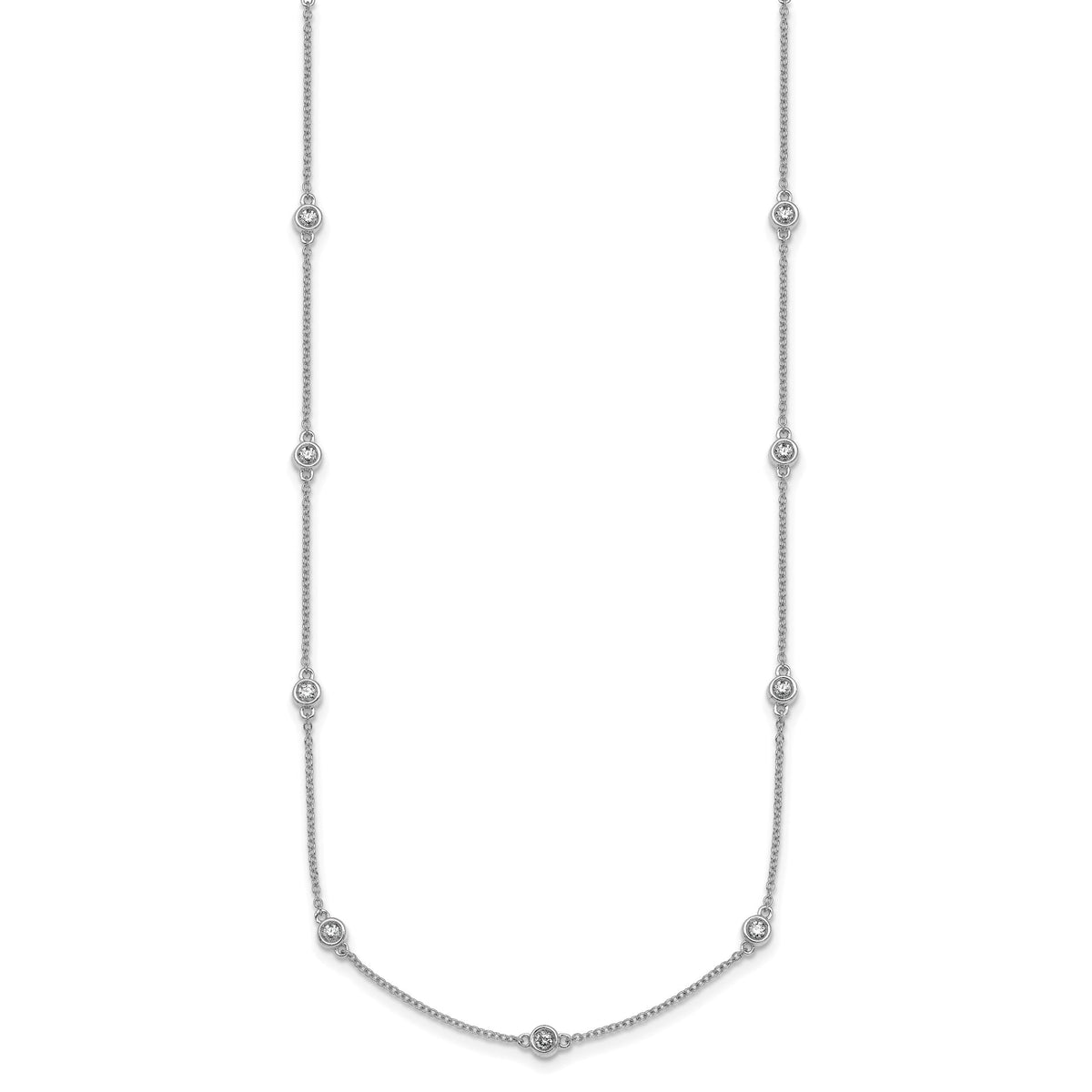 14k White Gold Diamond Station Cable Necklace-PM1013-052-WA-18
