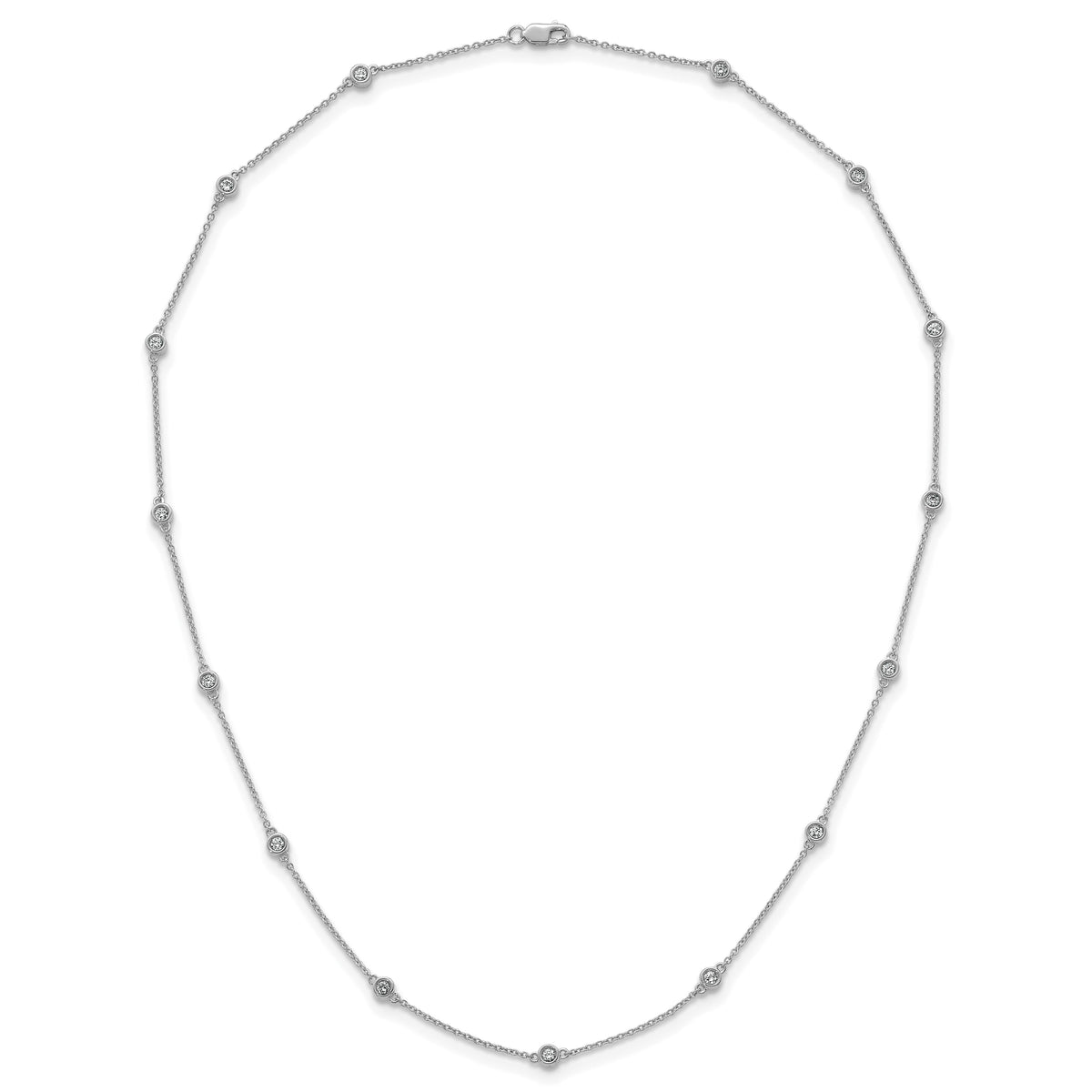 14k White Gold Diamond Station Cable Necklace-PM1013-052-WA-18