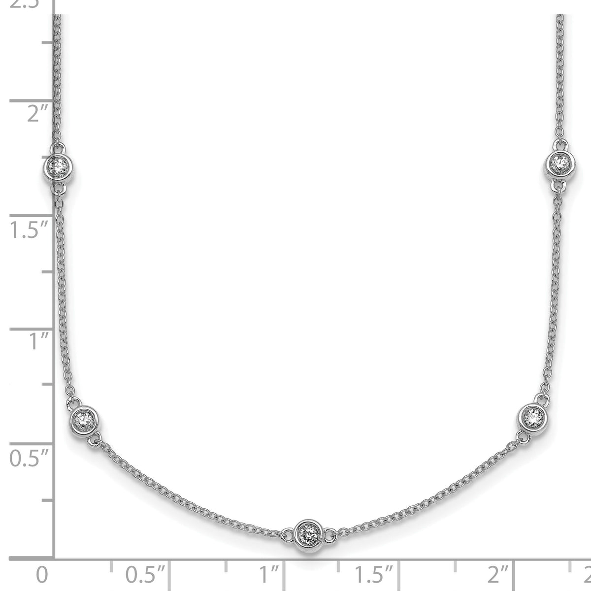 14k White Gold Diamond Station Cable Necklace-PM1013-045-WA-16