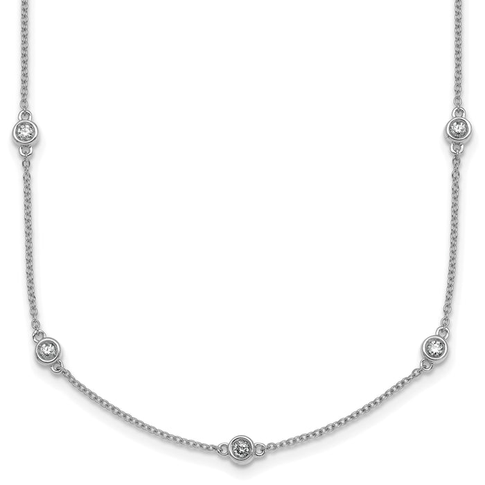 14k White Gold Diamond Station Cable Necklace-PM1013-052-WA-18