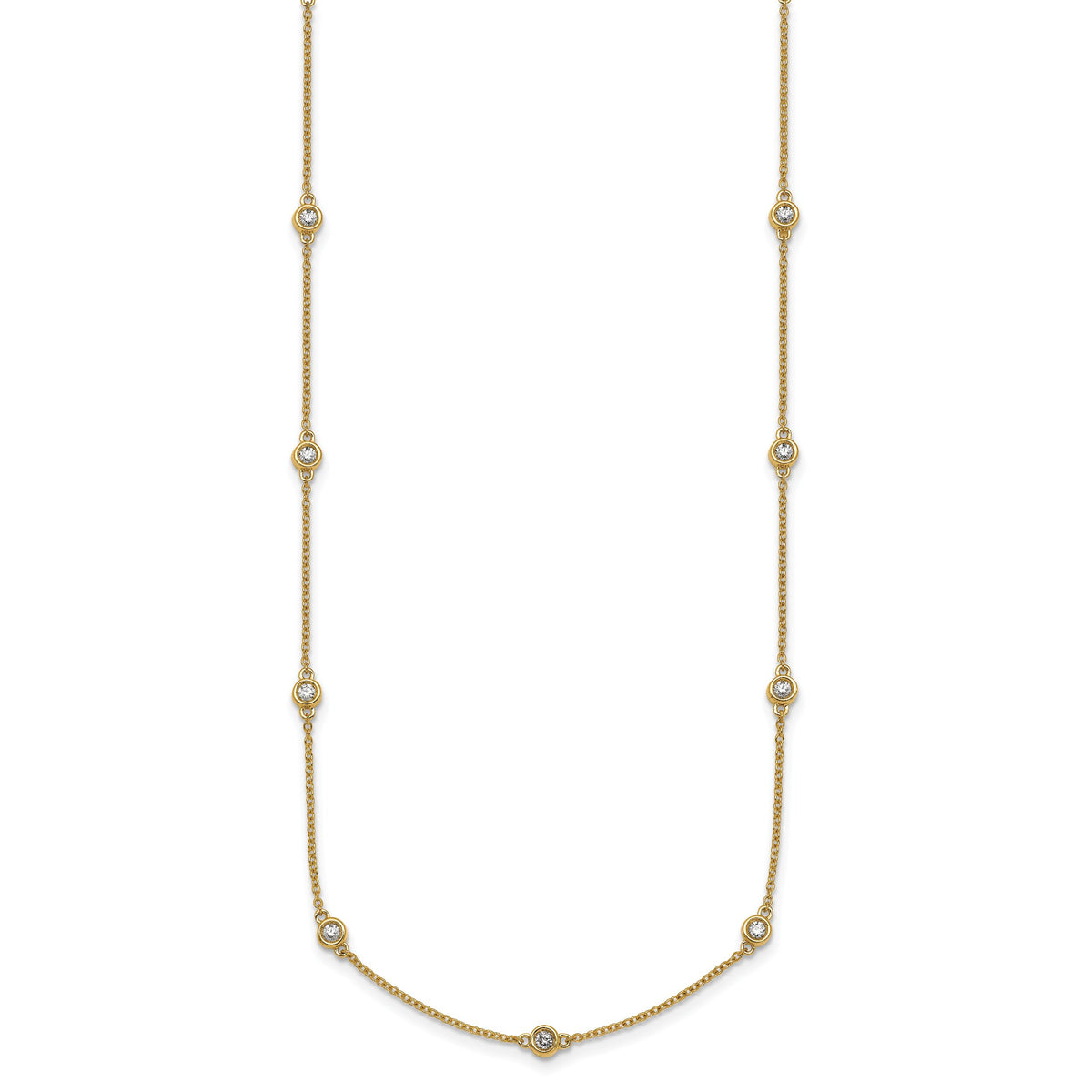 14k Diamond Station Cable Necklace-PM1013-045-YA-16