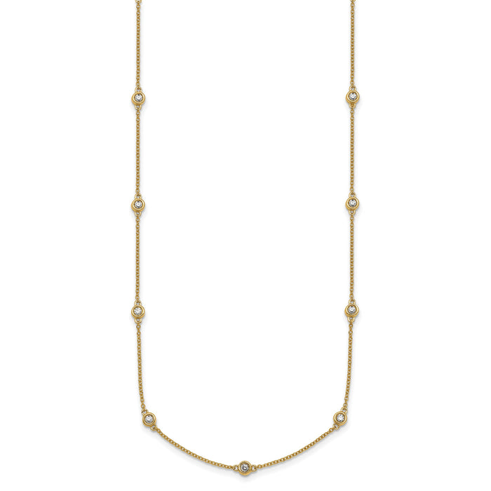 14k Diamond Station Cable Necklace-PM1013-060-YA-20