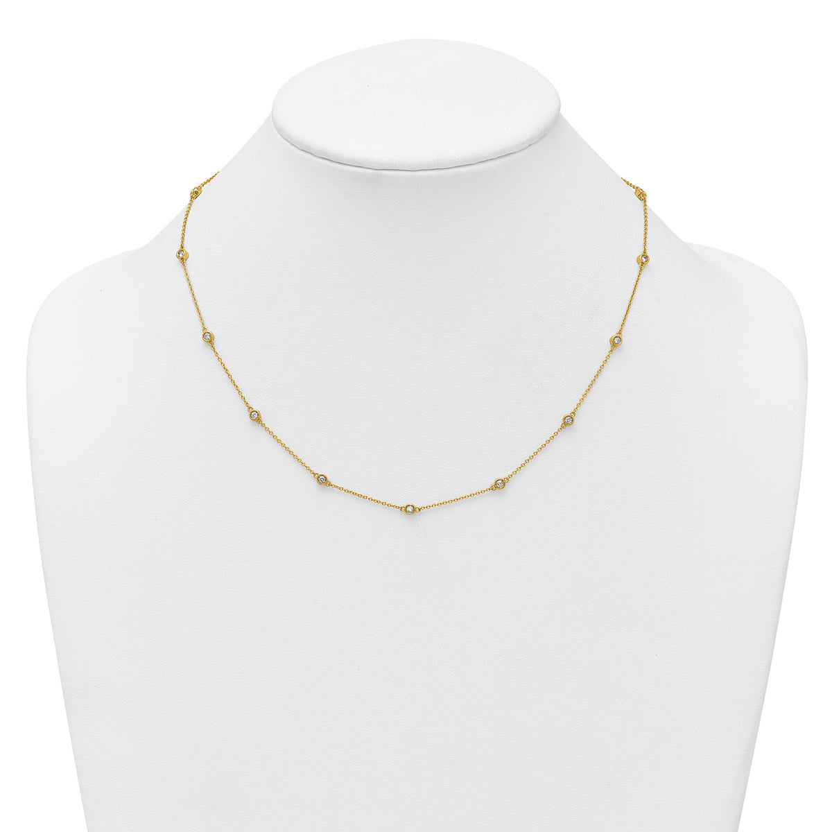 14k Diamond Station Cable Necklace-PM1013-052-YA-18