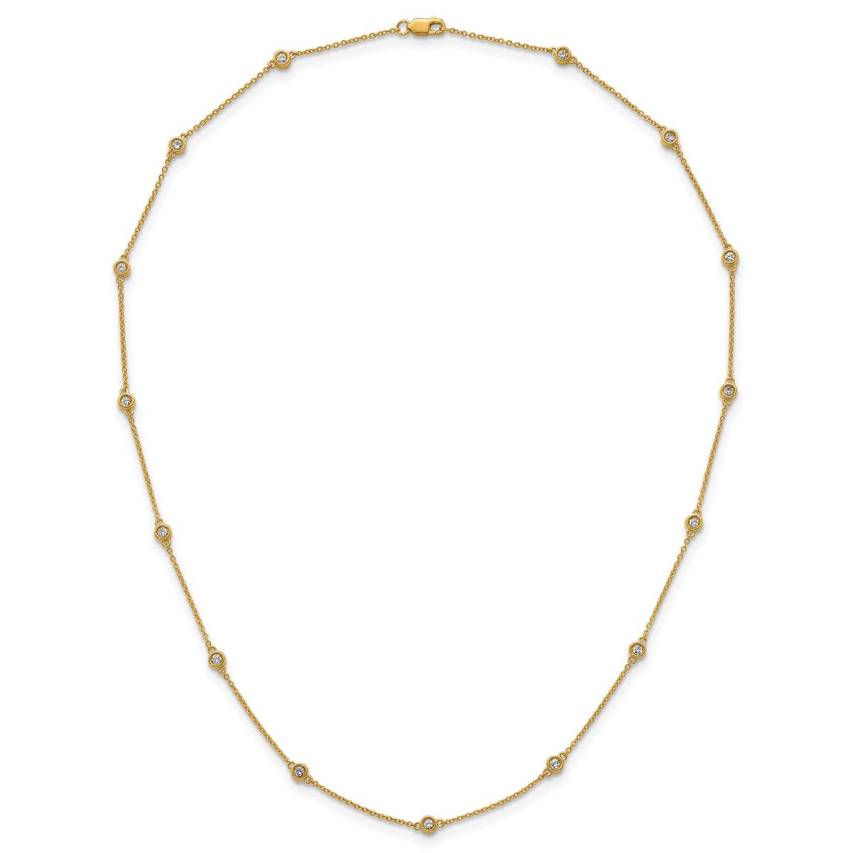 14k Diamond Station Cable Necklace-PM1013-052-YA-18
