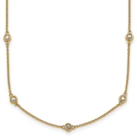 14k Diamond Station Cable Necklace-PM1013-045-YA-16