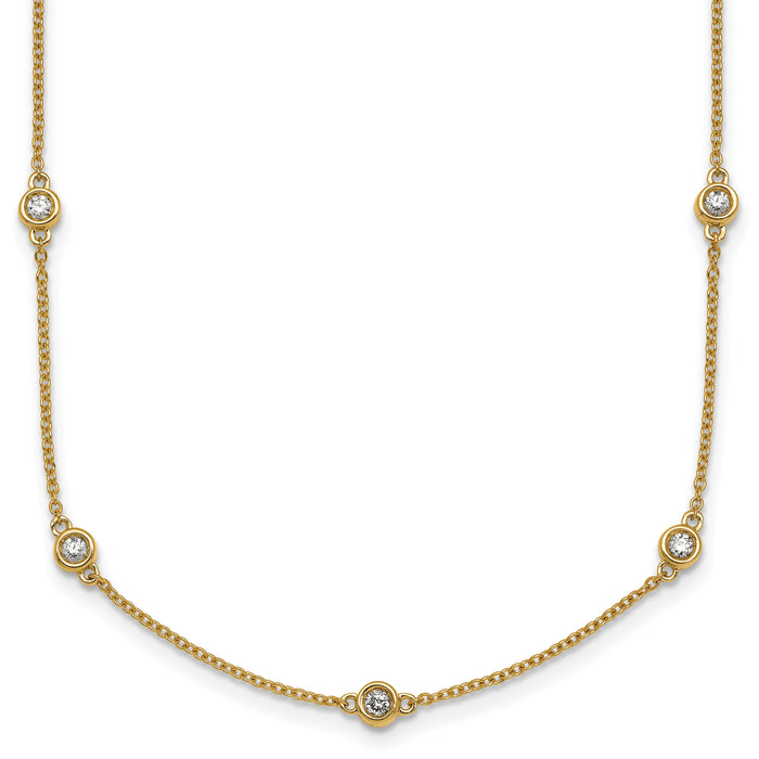 14k Diamond Station Cable Necklace-PM1013-045-YA-16
