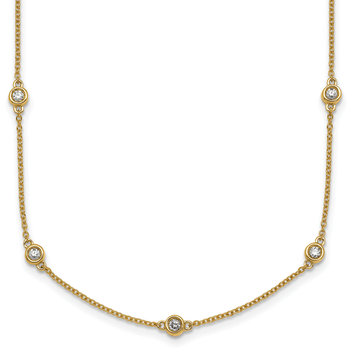 14k Diamond Station Cable Necklace-PM1013-052-YA-18