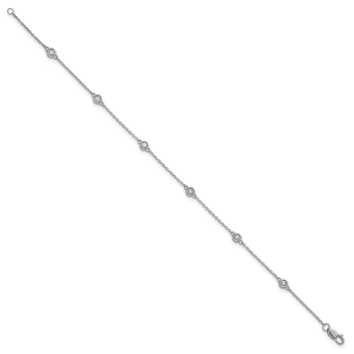 14k White Gold Diamond Station Cable Bracelet-PM1014-021-WA-7