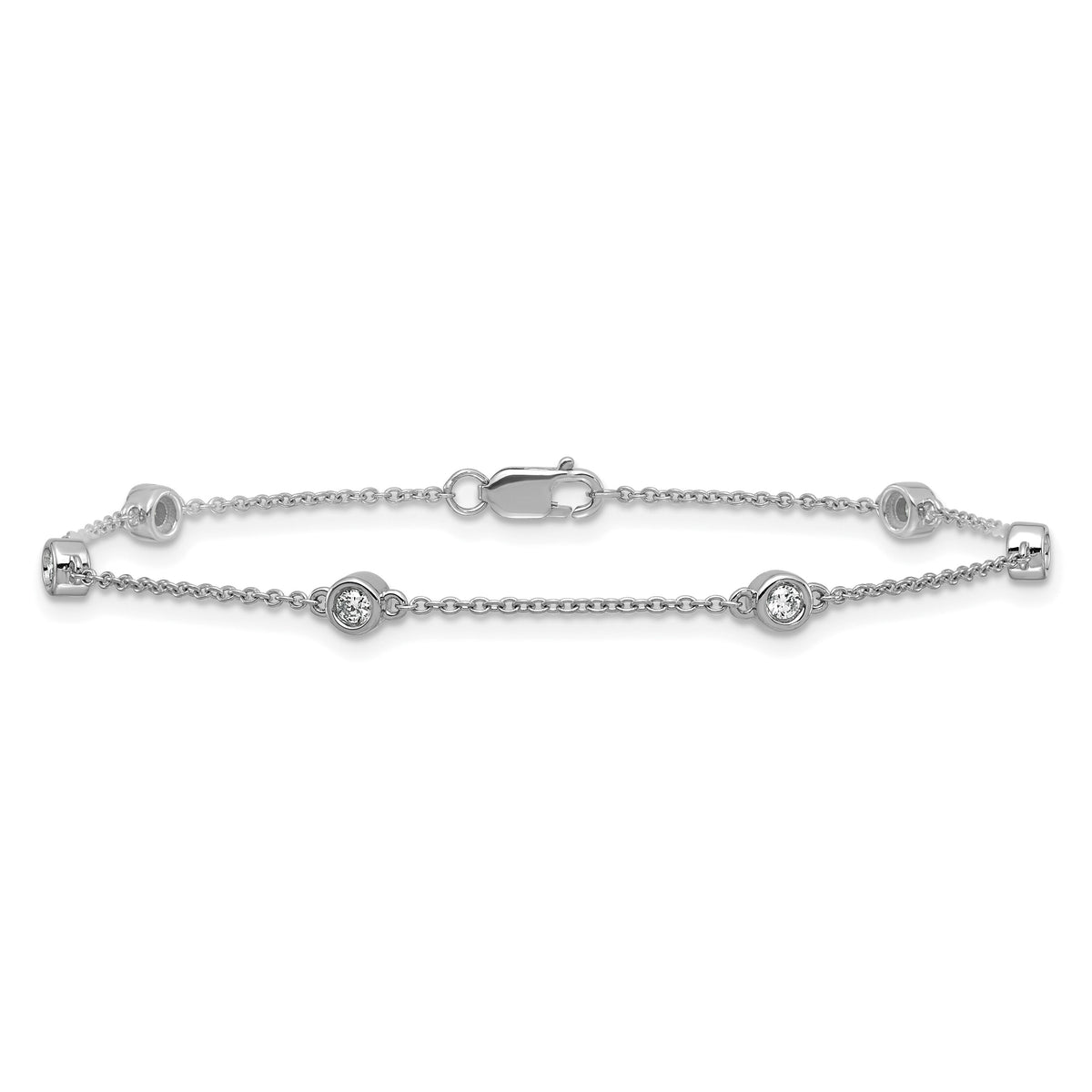 14k White Gold Diamond Station Cable Bracelet-PM1014-021-WA-7