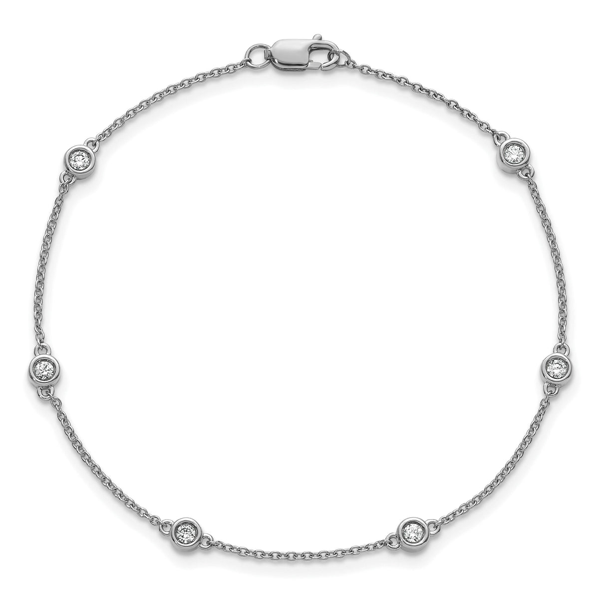 14k White Gold Diamond Station Cable Bracelet-PM1014-021-WA-7