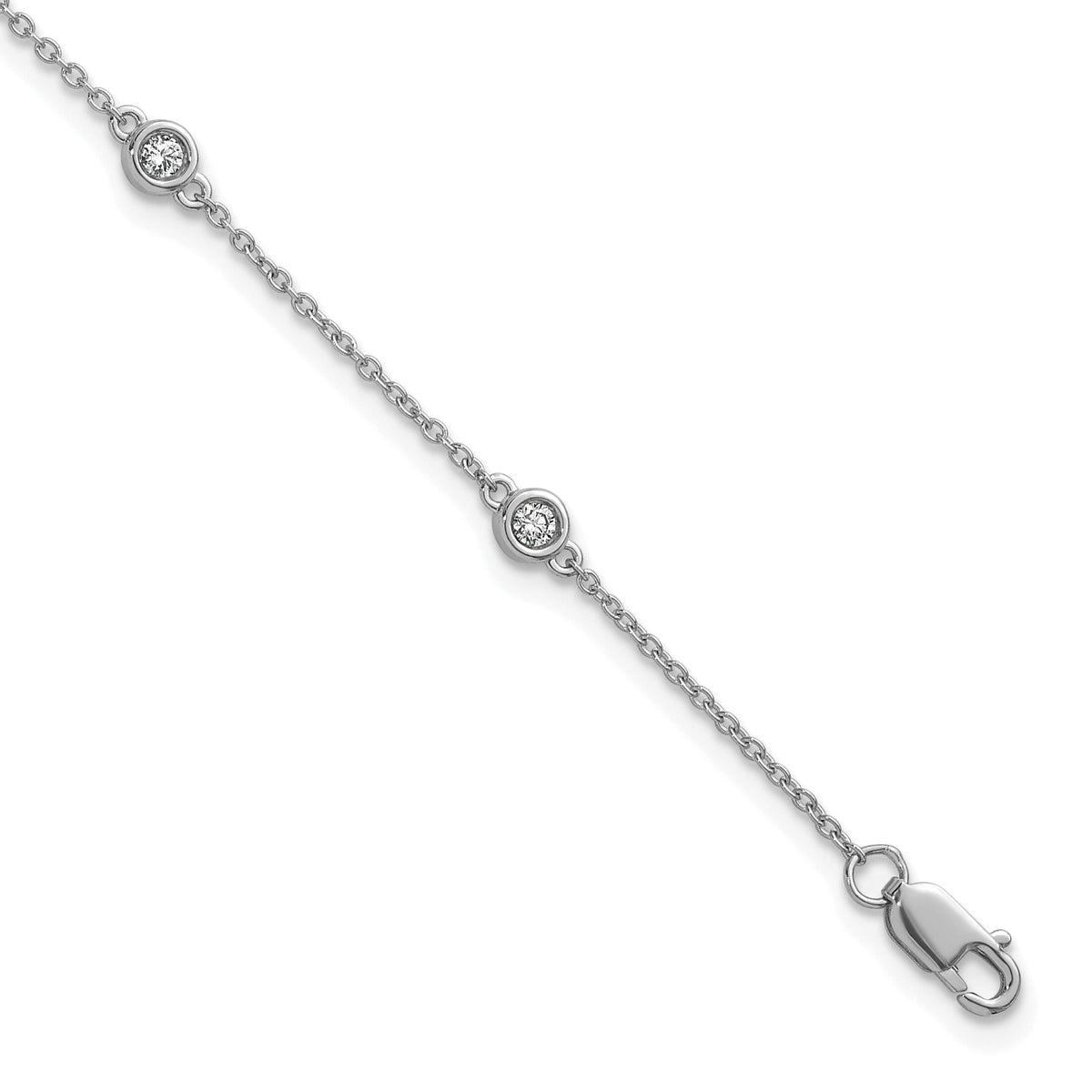 14k White Gold Diamond Station Cable Bracelet-PM1014-021-WA-7