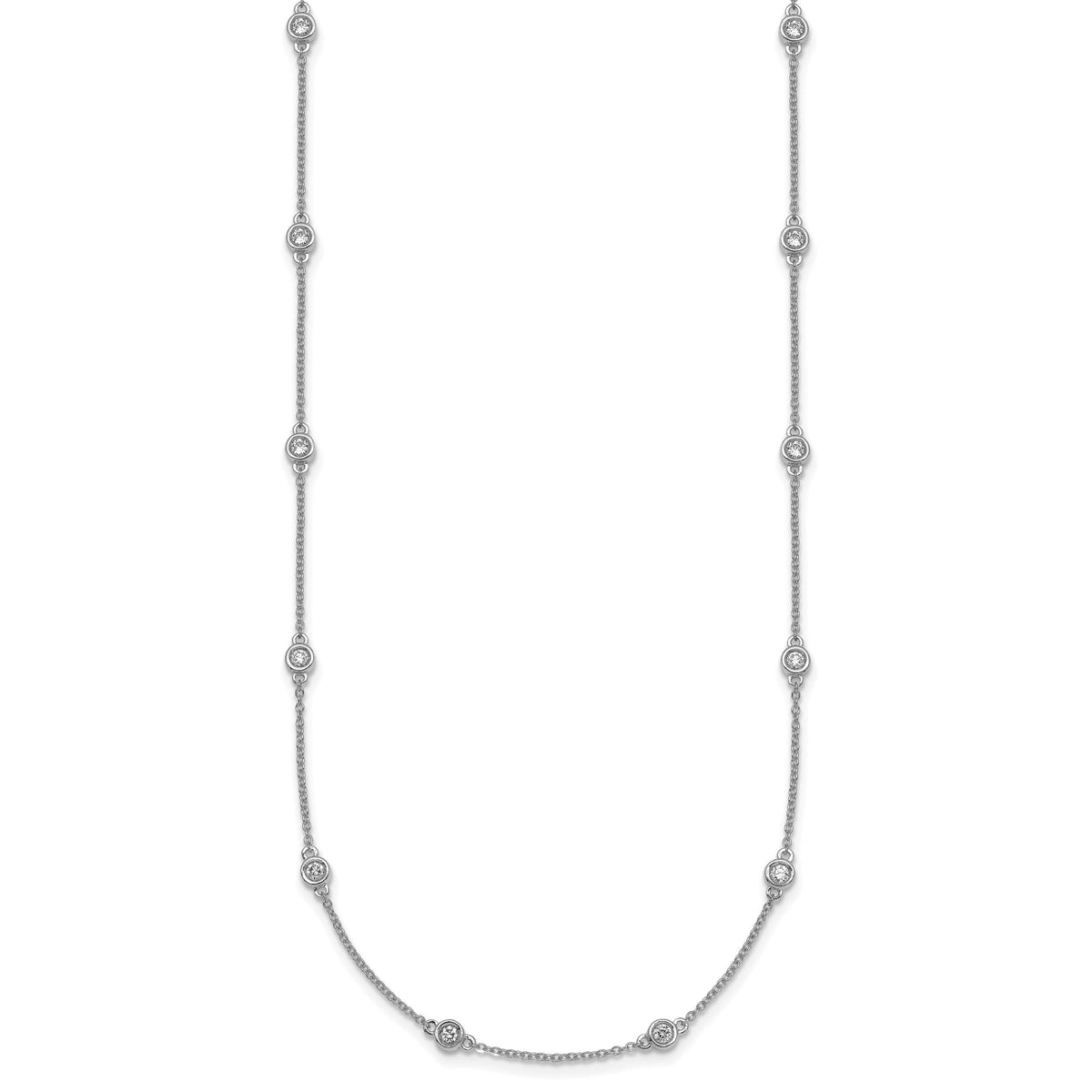 14k White Gold Diamond Station Cable Necklace-PM1014-056-WA-16