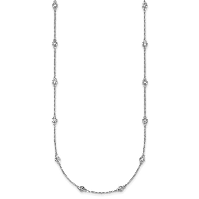 14k White Gold Diamond Station Cable Necklace-PM1014-063-WA-18