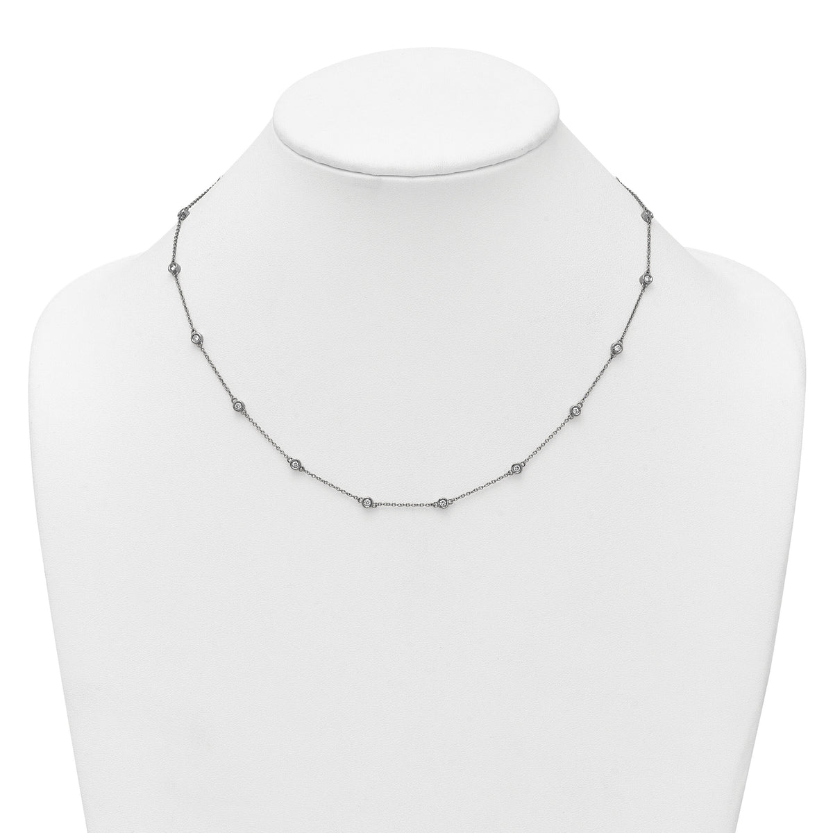 14k White Gold Diamond Station Cable Necklace-PM1014-063-WA-18