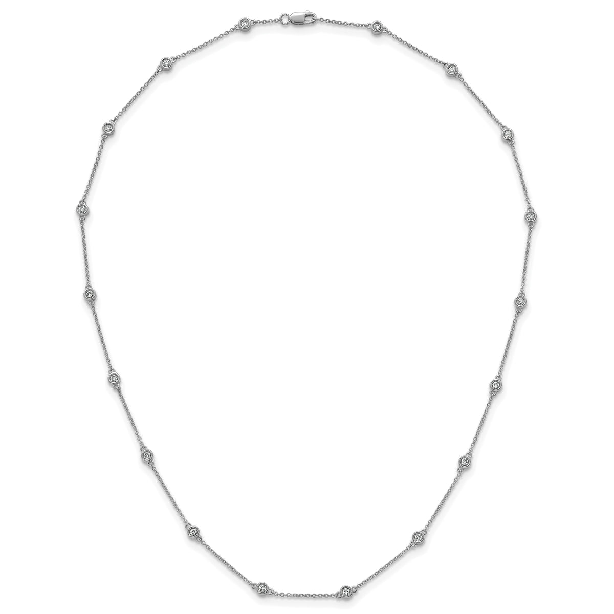14k White Gold Diamond Station Cable Necklace-PM1014-063-WA-18
