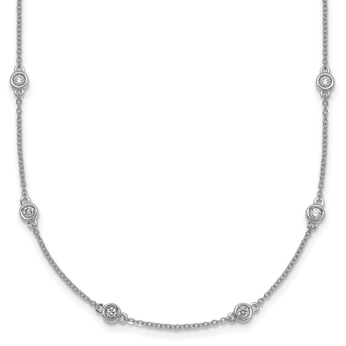 14k White Gold Diamond Station Cable Necklace-PM1014-070-WA-20