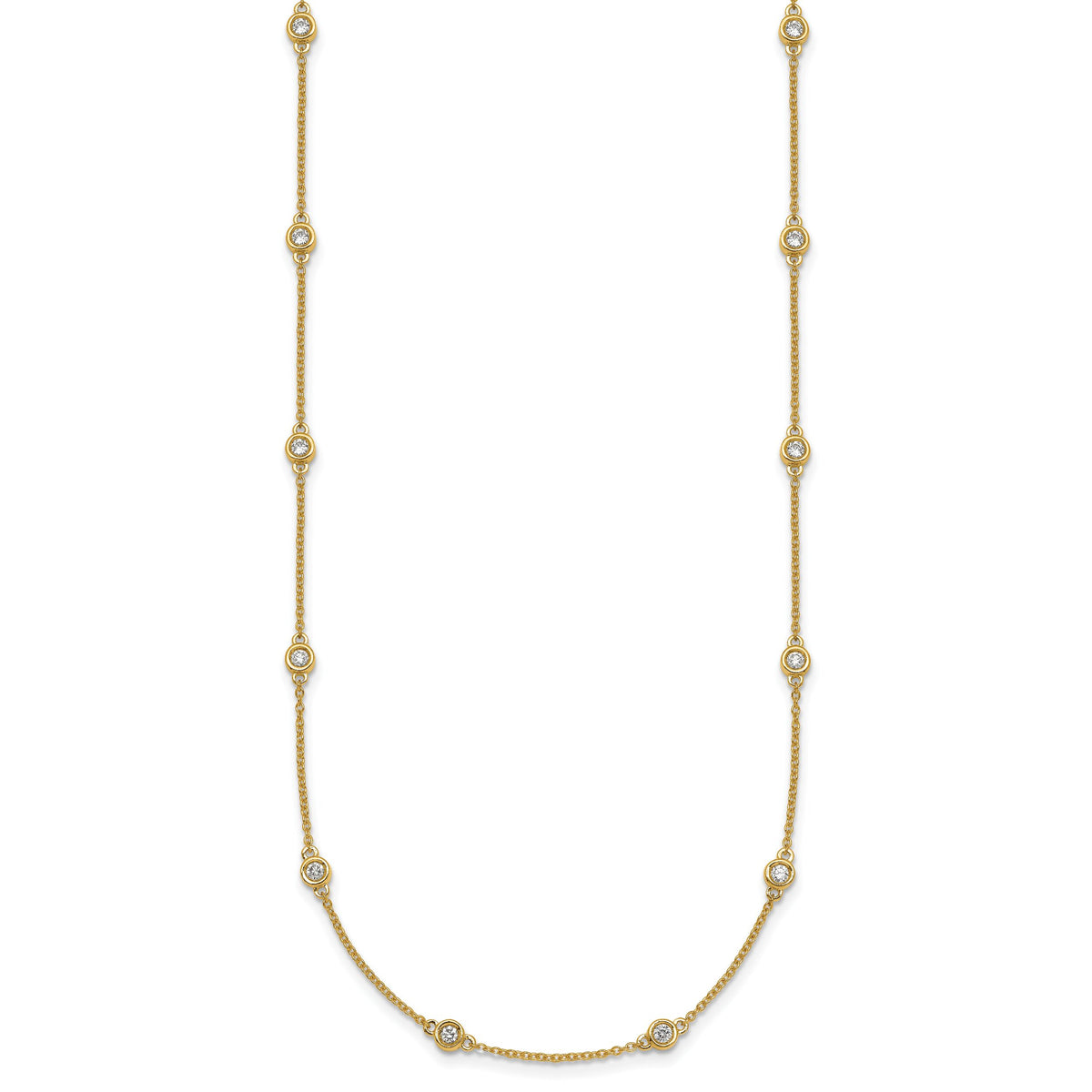 14k Diamond Station Cable Necklace-PM1014-056-YA-16