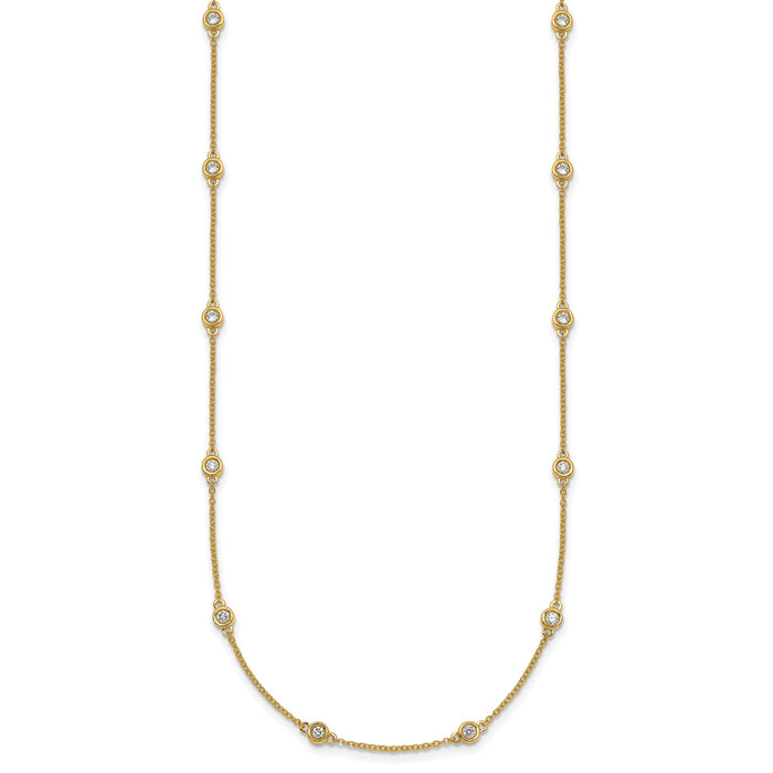 14k Diamond Station Cable Necklace-PM1014-056-YA-16