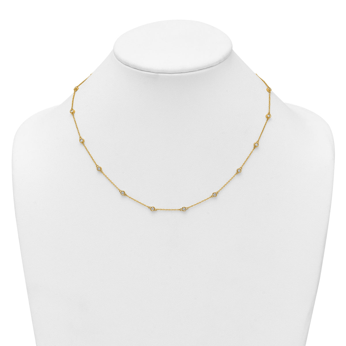14k Diamond Station Cable Necklace-PM1014-063-YA-18