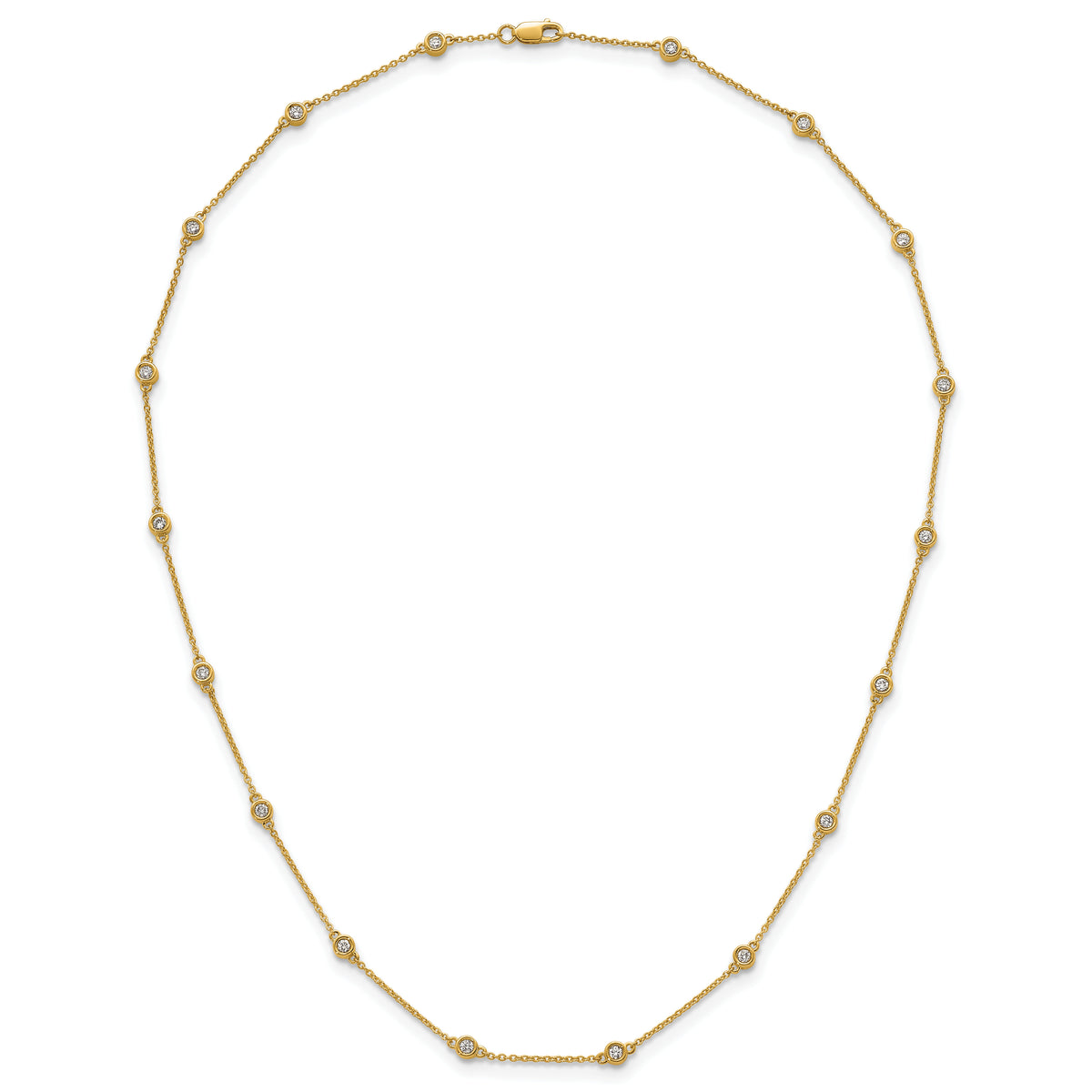 14k Diamond Station Cable Necklace-PM1014-063-YA-18