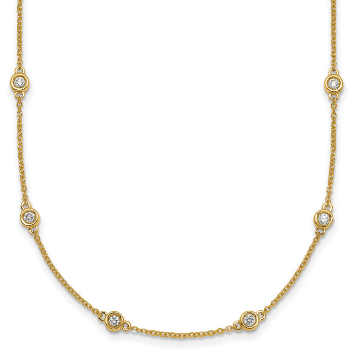 14k Diamond Station Cable Necklace-PM1014-070-YA-20