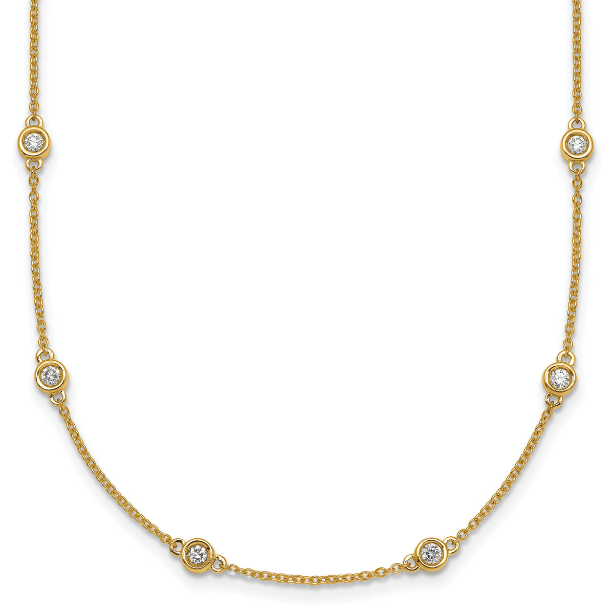 14k Diamond Station Cable Necklace-PM1014-063-YA-18