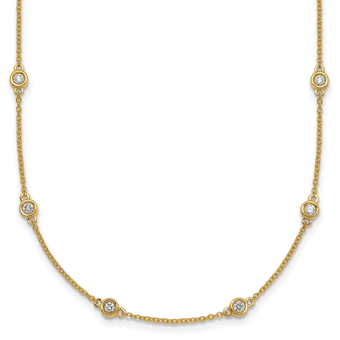 14k Diamond Station Cable Necklace-PM1014-063-YA-18
