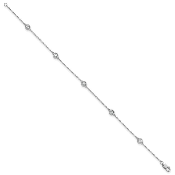 14k White Gold Diamond Station Cable Bracelet-PM1015-030-WA-7