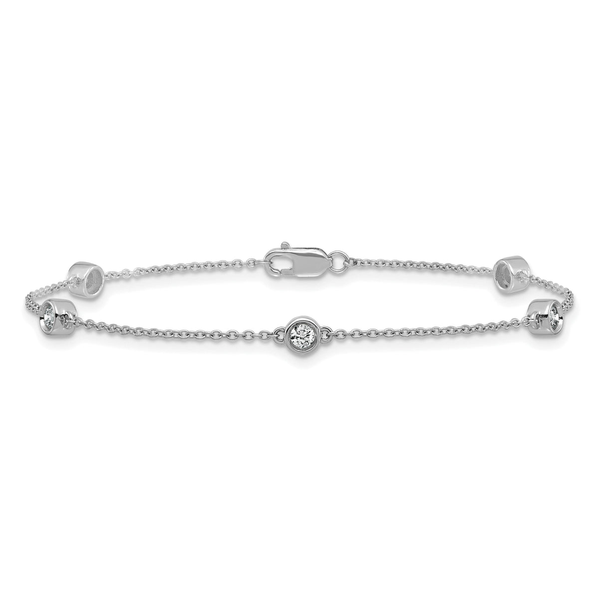14k White Gold Diamond Station Cable Bracelet-PM1015-030-WA-7
