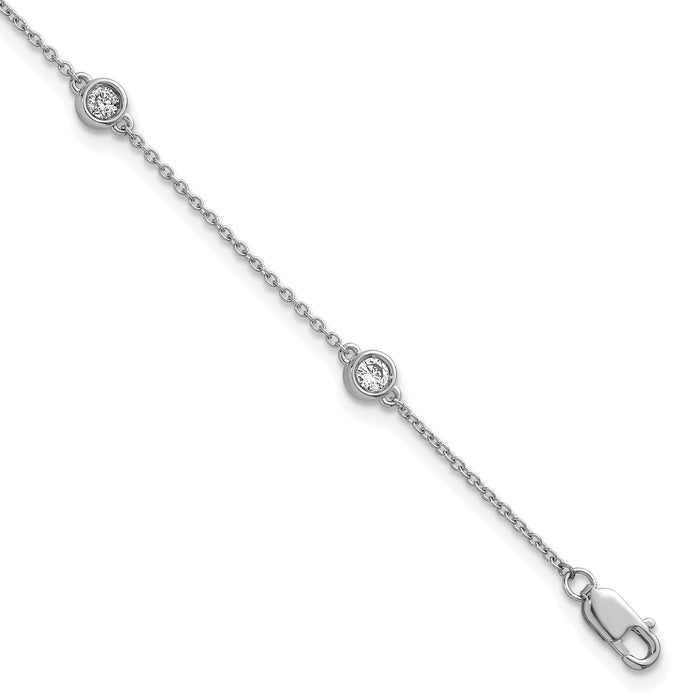 14k White Gold Diamond Station Cable Bracelet-PM1015-030-WA-7