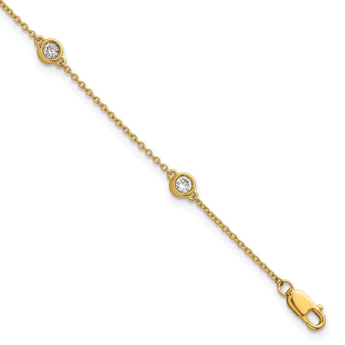 14k Diamond Station Cable Bracelet-PM1015-030-YA-7