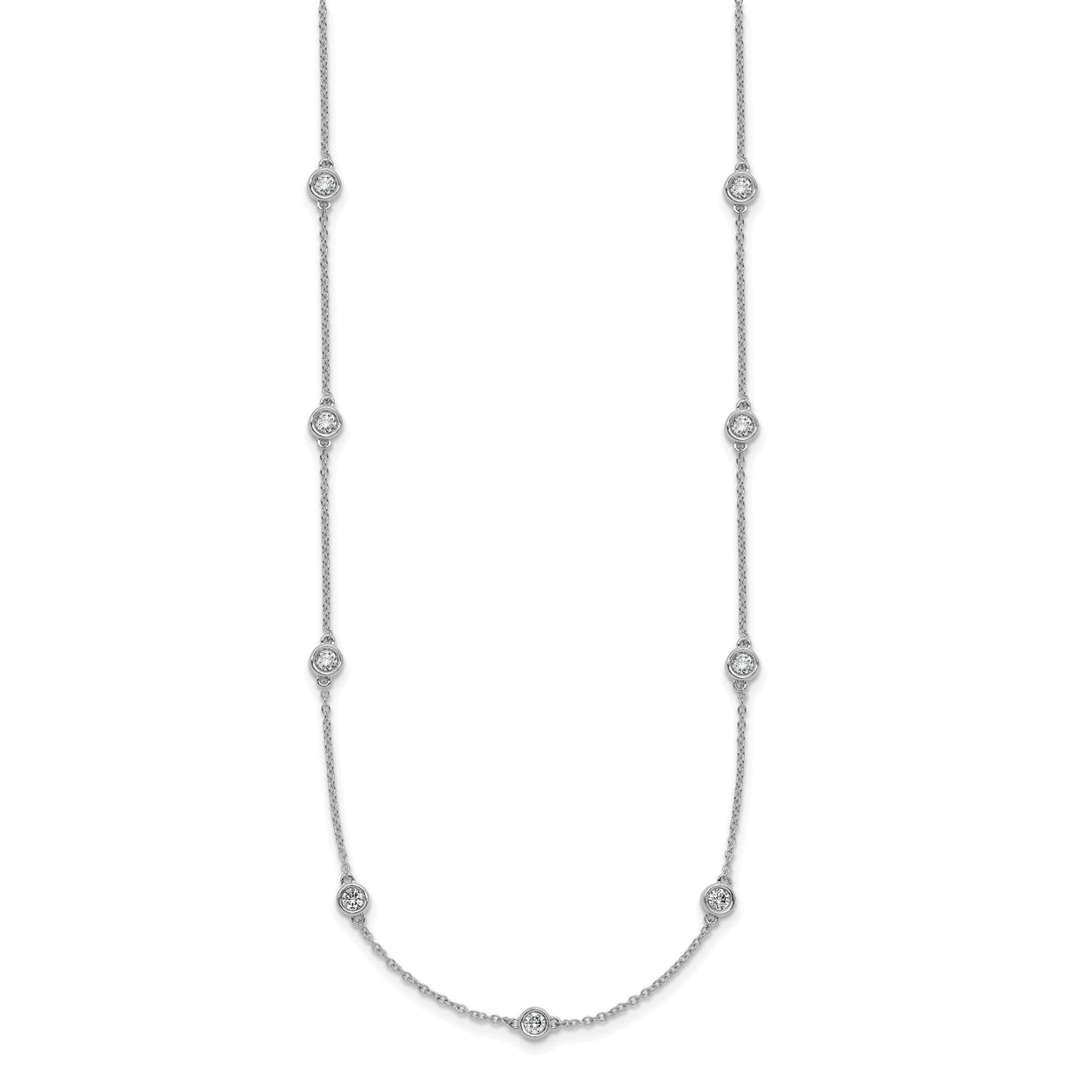14k White Gold Diamond Station Cable Necklace-PM1015-095-WA-20