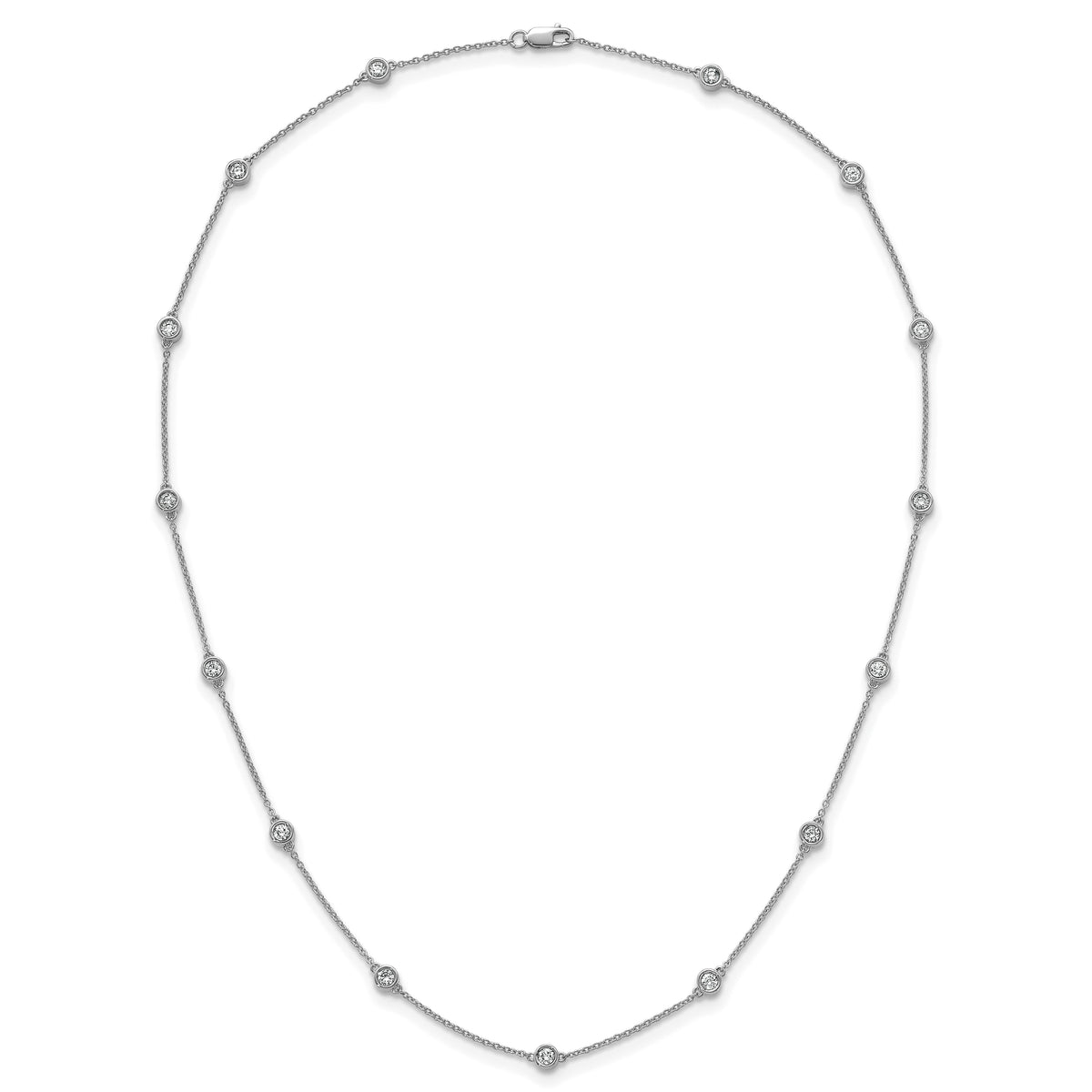14k White Gold Diamond Station Cable Necklace-PM1015-088-WA-18