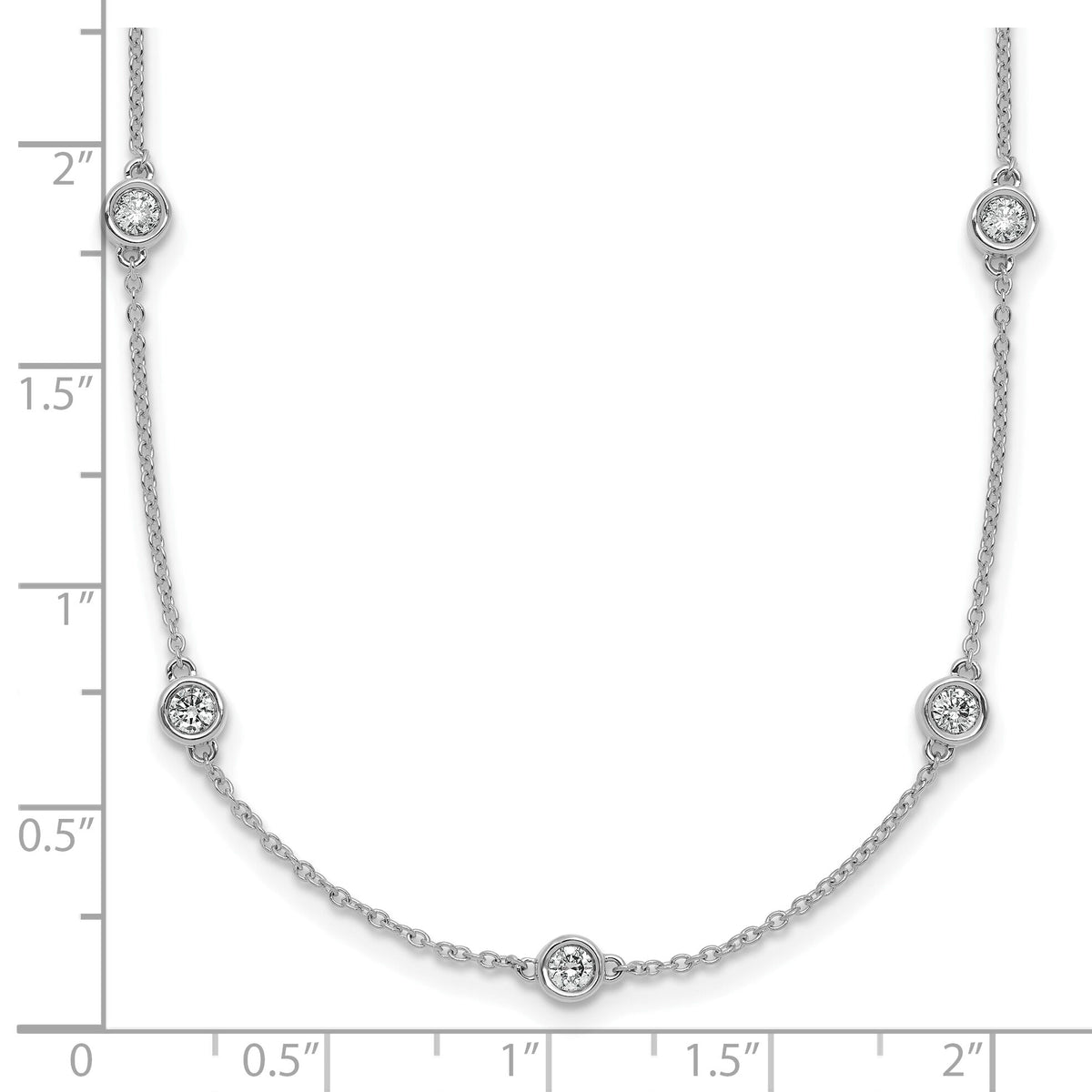 14k White Gold Diamond Station Cable Necklace-PM1015-095-WA-20