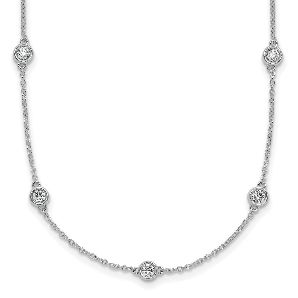 14k White Gold Diamond Station Cable Necklace-PM1015-077-WA-16