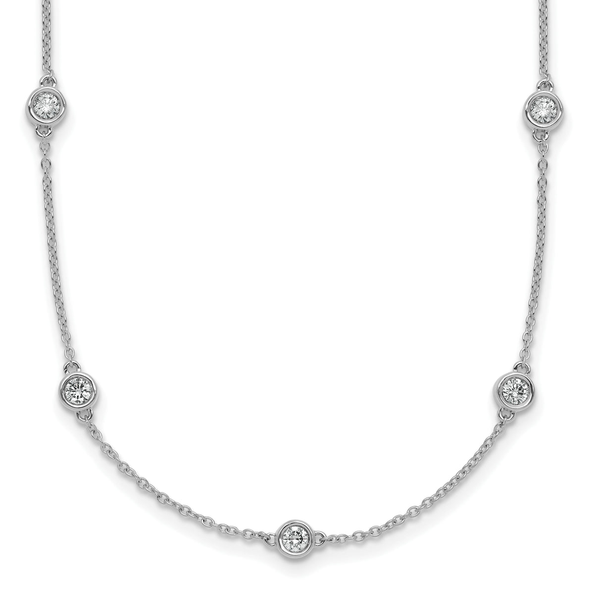 14k White Gold Diamond Station Cable Necklace-PM1015-095-WA-20
