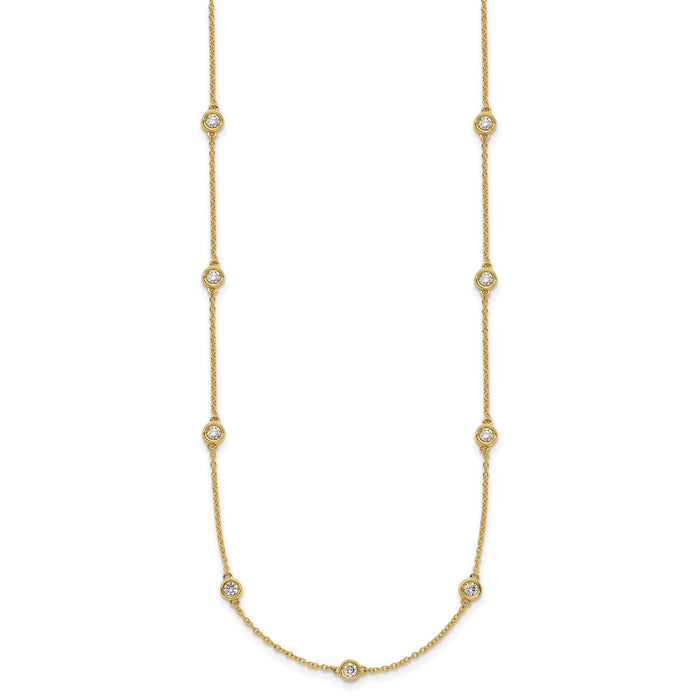 14k Diamond Station Cable Necklace-PM1015-095-YA-20