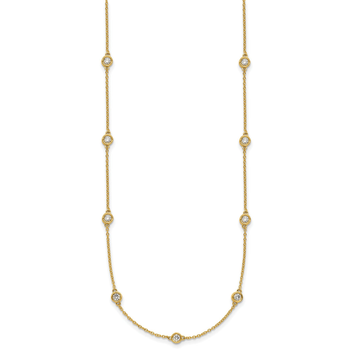 14k Diamond Station Cable Necklace-PM1015-088-YA-18
