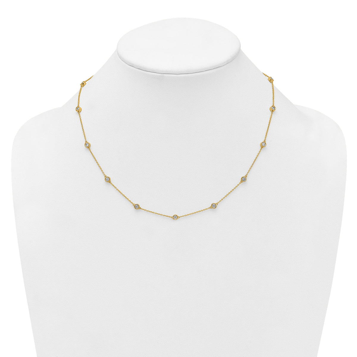 14k Diamond Station Cable Necklace-PM1015-088-YA-18