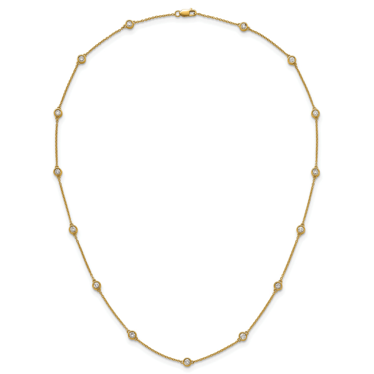 14k Diamond Station Cable Necklace-PM1015-088-YA-18