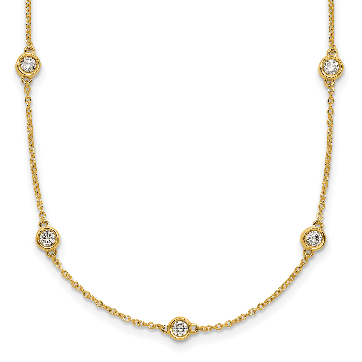14k Diamond Station Cable Necklace-PM1015-088-YA-18