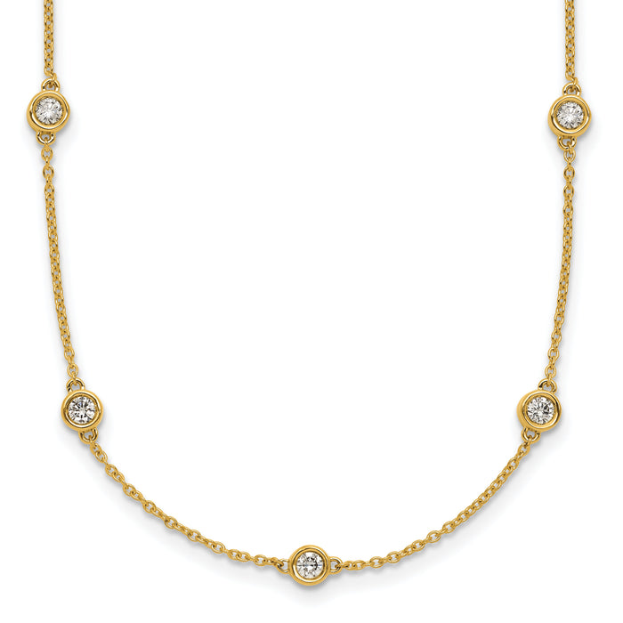 14k Diamond Station Cable Necklace-PM1015-095-YA-20