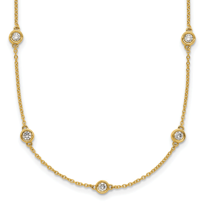 14k Diamond Station Cable Necklace-PM1015-095-YA-20