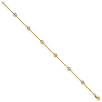 14k Diamond Station Cable Bracelet-PM1016-035-YA-7