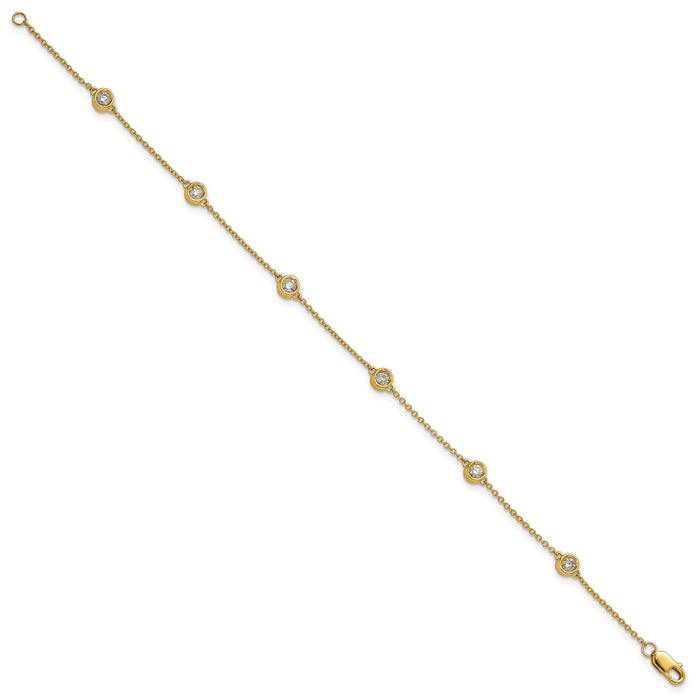 14k Diamond Station Cable Bracelet-PM1016-035-YA-7