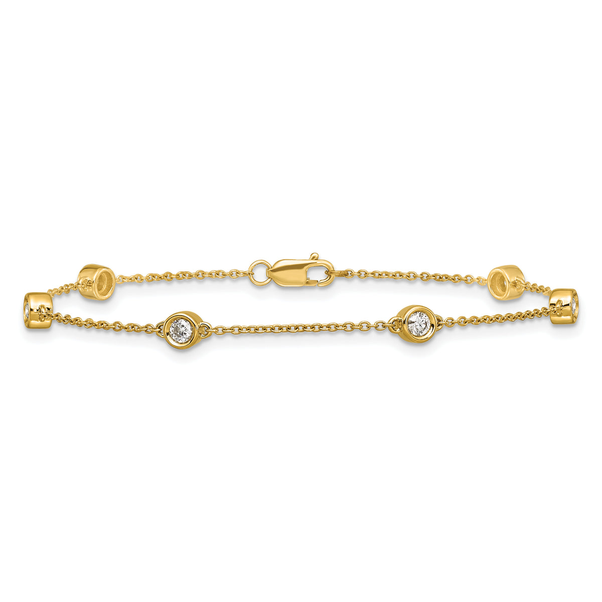 14k Diamond Station Cable Bracelet-PM1016-035-YA-7